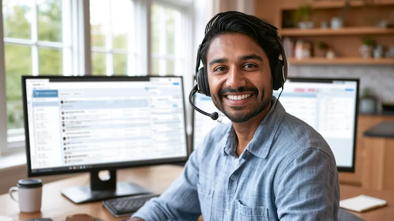 Virtual assistant ready to start working from a home office