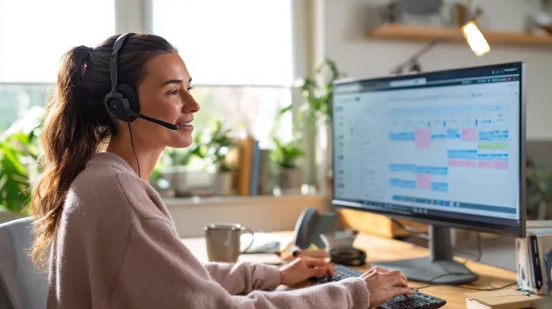 Virtual assistant reviewing analytics and reporting for business clients