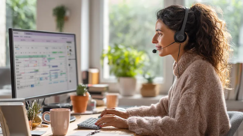 Virtual assistant updating CRM records and scheduling tasks